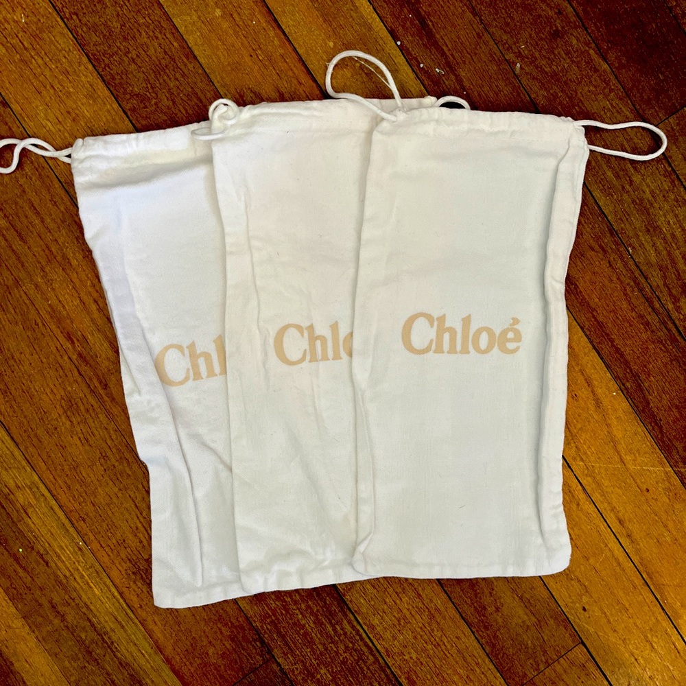 Chloe Dust Bag Set of 3 Cinch Drawstring Travel Shoe Wallet Storage Cover
